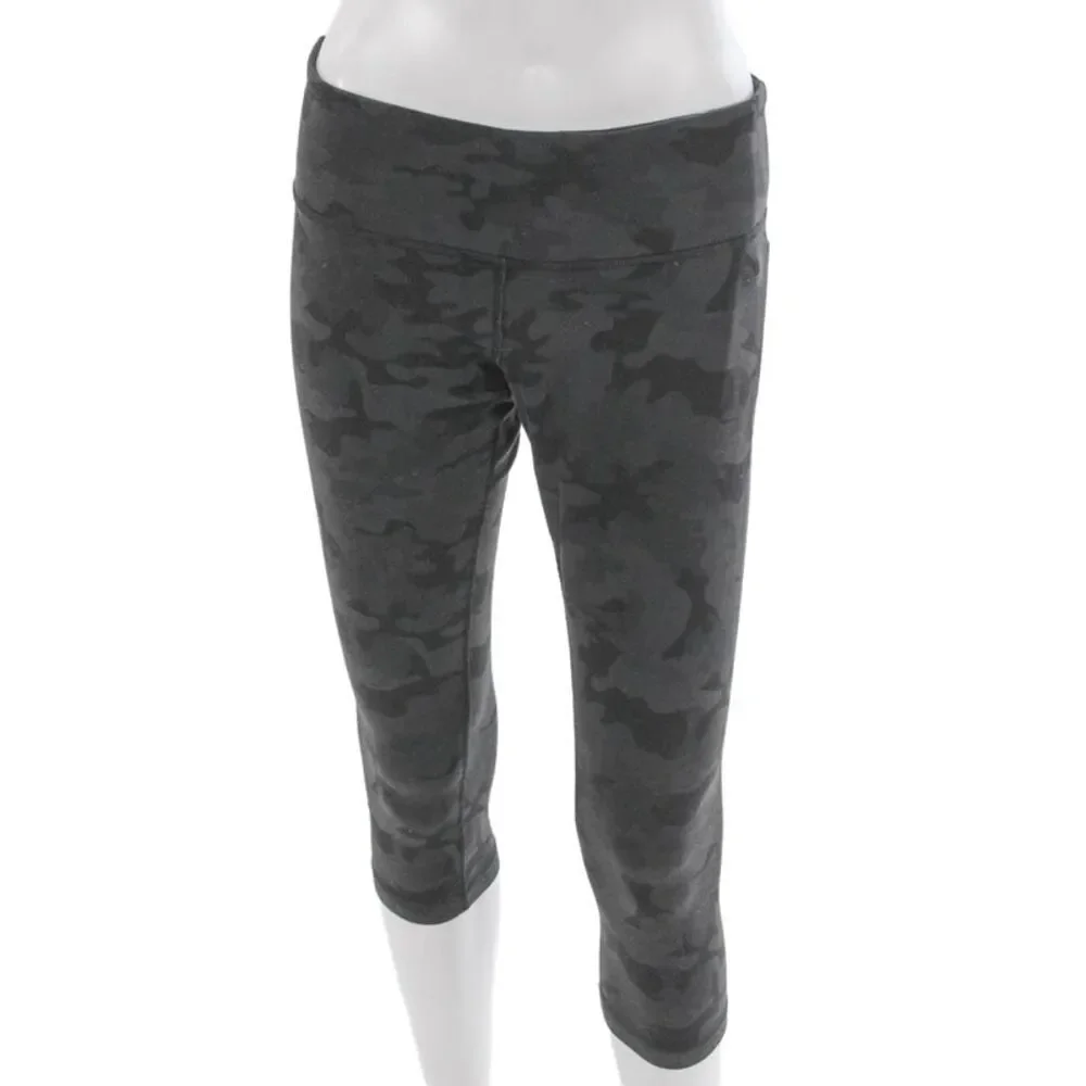 Lululemon Womens Capri Leggings Gray Camo Nylon Size 8